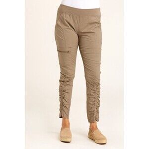 XCVI Wearables Women’s Sz Large Malanda Ankle Pants Brown Pull On Ruched